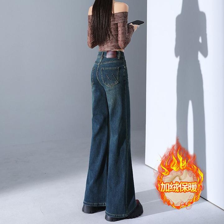 高腰弹力微喇叭牛仔裤女2025新款修身不贴腿显瘦拖地马蹄牛仔裤子