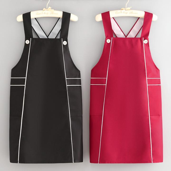 新款简约复合围裙定制印字厨房做饭家用餐饮上班女工作服防污防水