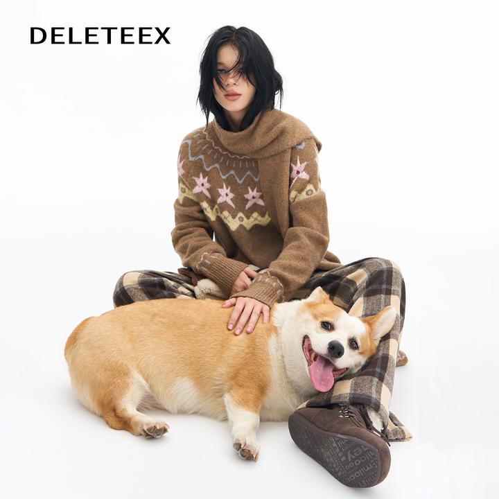 DeleteEX原创回到伦敦系列中古风六芒星费尔岛羊毛圆领套头毛衣