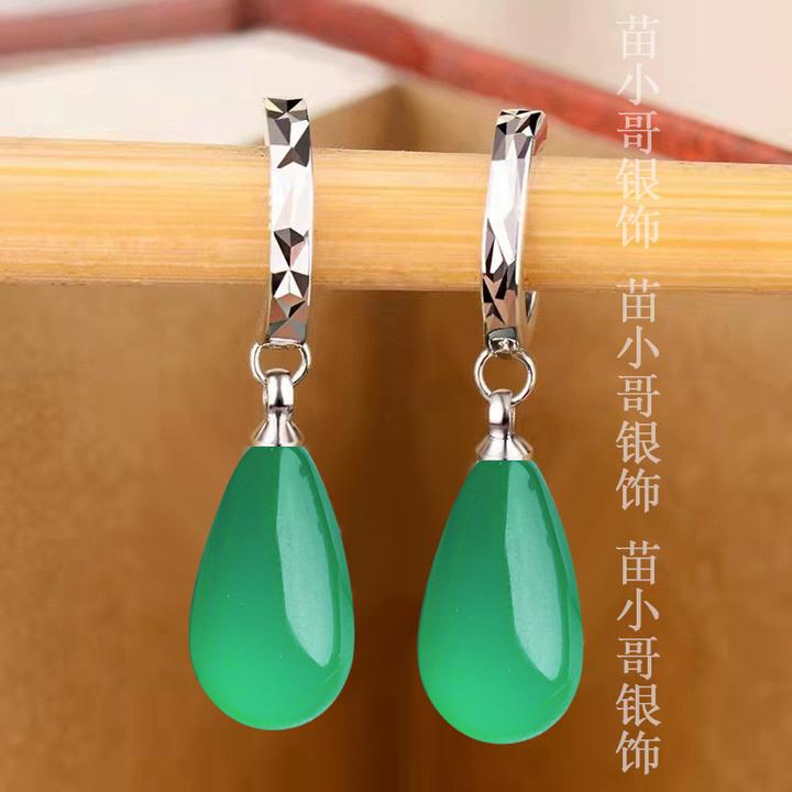 专柜正品s925纯银东陵玉耳环女轻奢小众高级感时尚耳坠爆款耳饰品