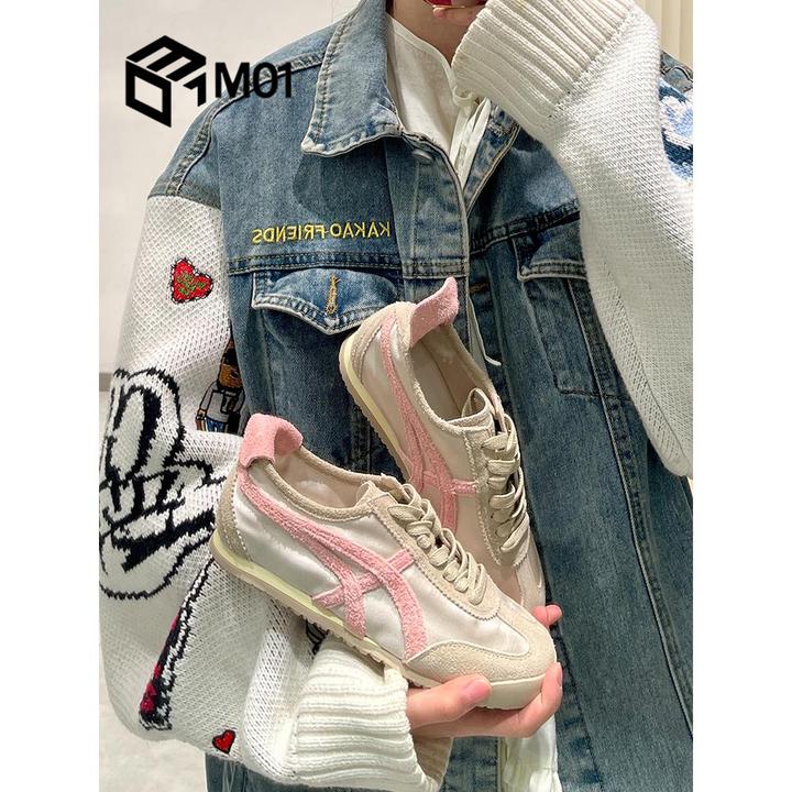 M01软底内增高德训鞋女2025新款休闲运动板鞋拼色百搭阿甘鞋