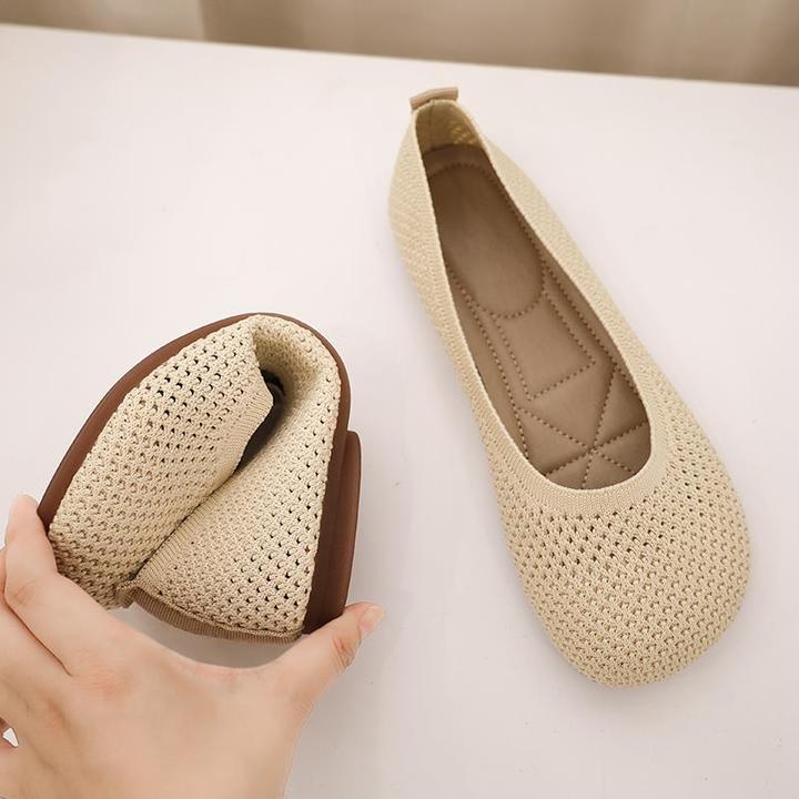 法式夏季玛丽珍圆头平底飞织透气浅口软底舒适女士低跟单鞋王妃鞋