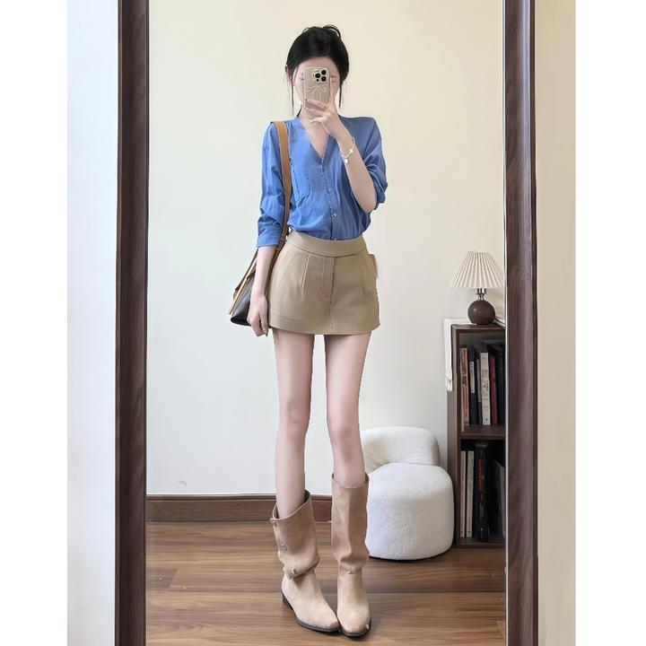 秋装气质一整套ootd穿搭设计感小众衬衫上衣高腰包臀半身裙套装