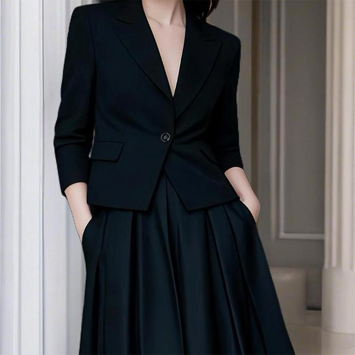 2025年春秋新款时尚气质两件套女西装上衣洋气高级感长袖裙子套装