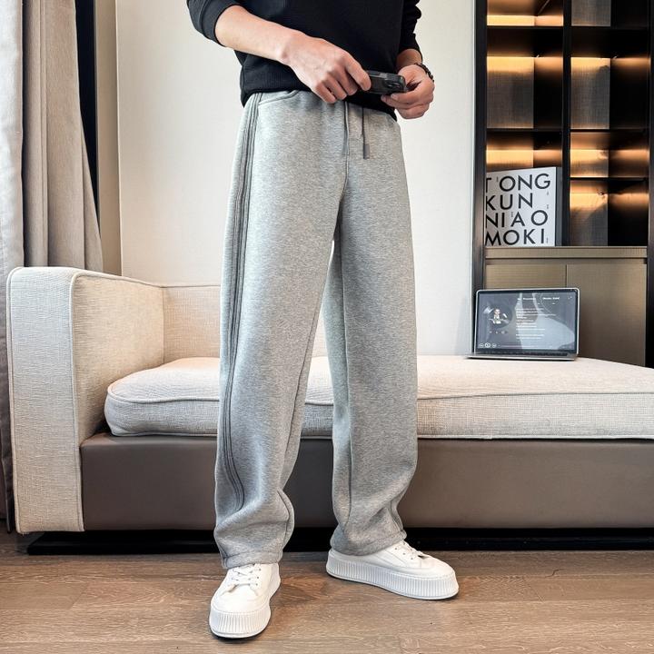 条纹卫裤男2025秋冬新款直筒裤休闲裤百搭弯刀裤男士轻熟风运动裤