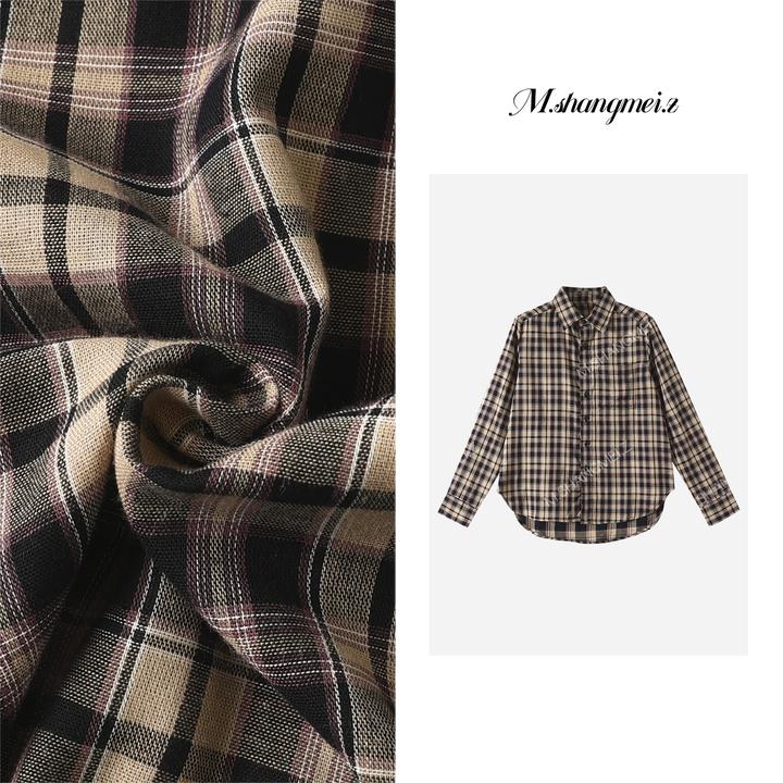 M.SHANGMEI.Z/沐熙【别具衣格】美大哥经典复古格子衬衫X092989