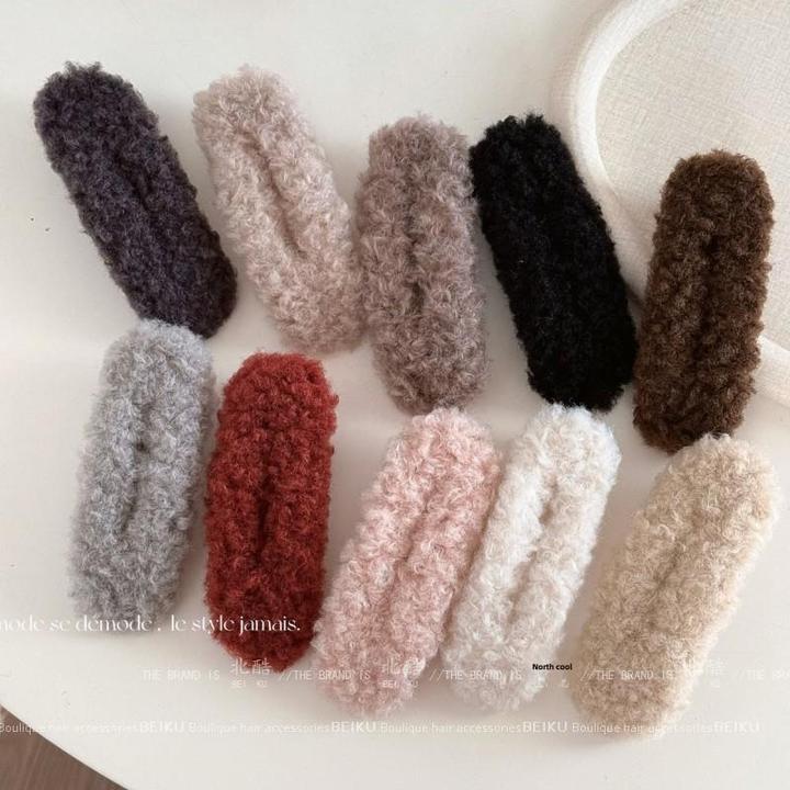 五彩缤纷！秋冬毛绒大号鸭嘴夹！甜美可爱少女后脑勺盘发发夹