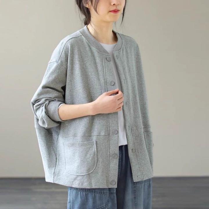 胖mm2-300斤文艺纯色棒球服外套女秋季2025新款宽松休闲长袖开衫