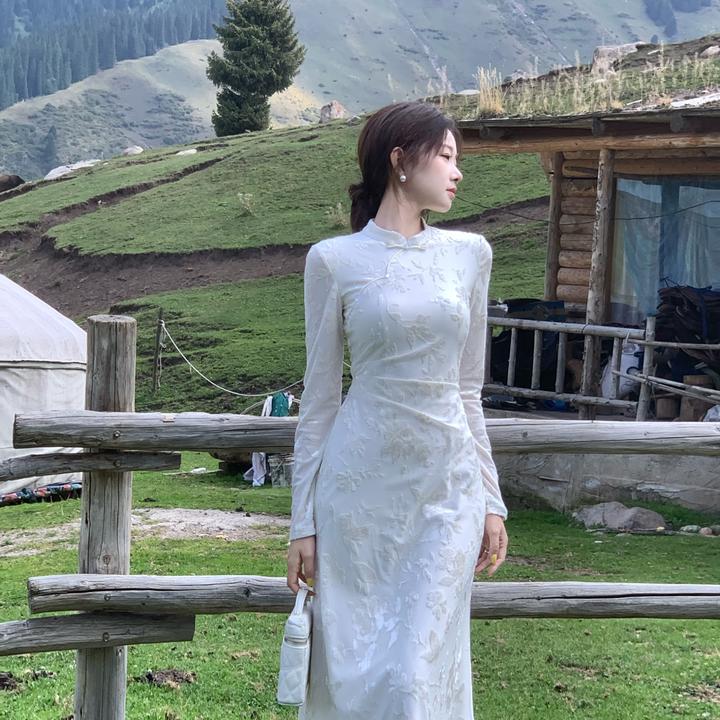 EIA一尧新中式国风【迷雾花】清冷千金感旗袍连衣裙气质显瘦烧花裙