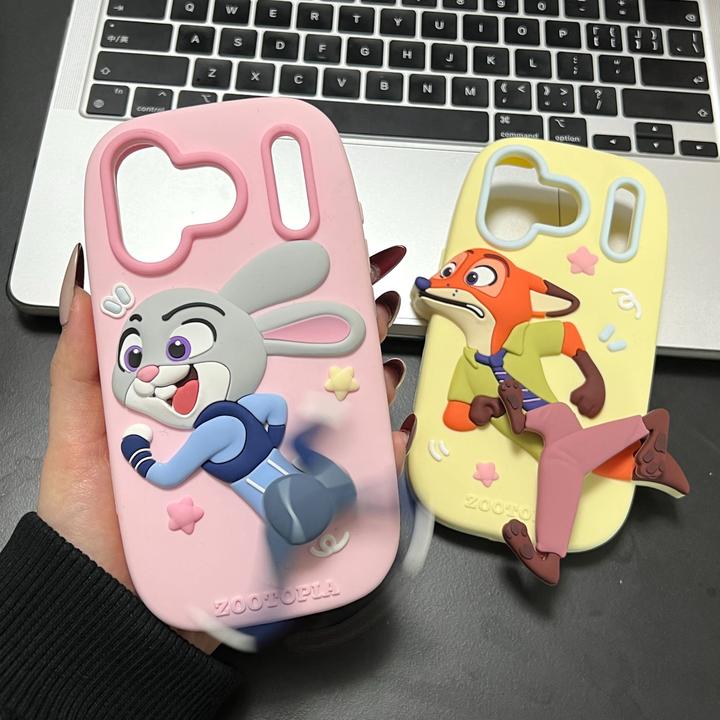 趣味创意旋转飞腿尼克朱迪适用于苹果15promax手机壳卡通防摔可爱