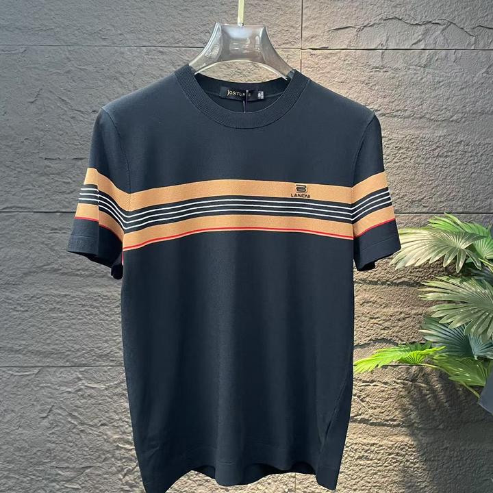 【轻奢】伊力特针织短袖打底衫圆领休闲百搭薄款男士短袖