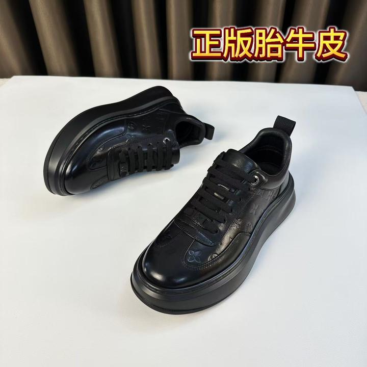 秋冬新款男士通勤皮鞋时尚正装皮鞋轻奢真皮冬季加绒男士皮鞋黑色