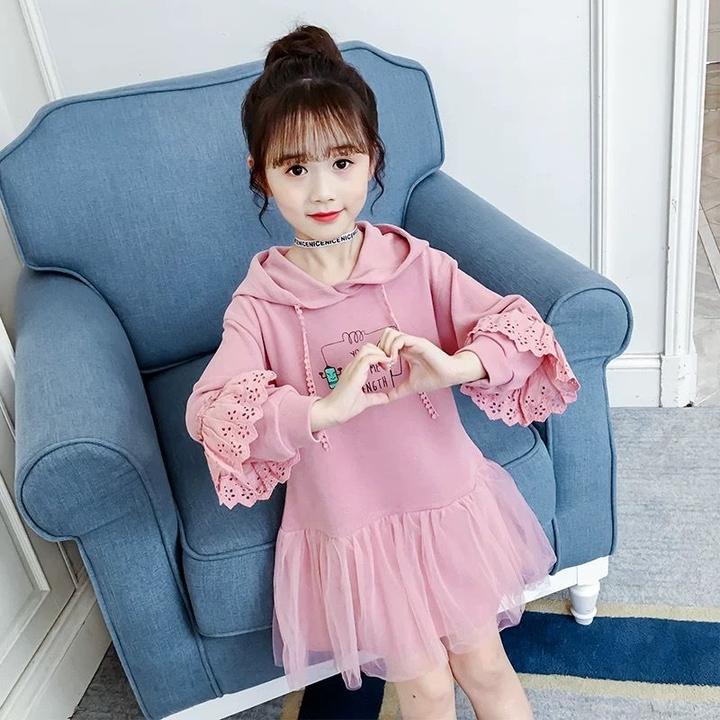 2022新款女童春季洋气连衣裙卫衣裙儿童3-15岁7网红8女孩长袖裙子