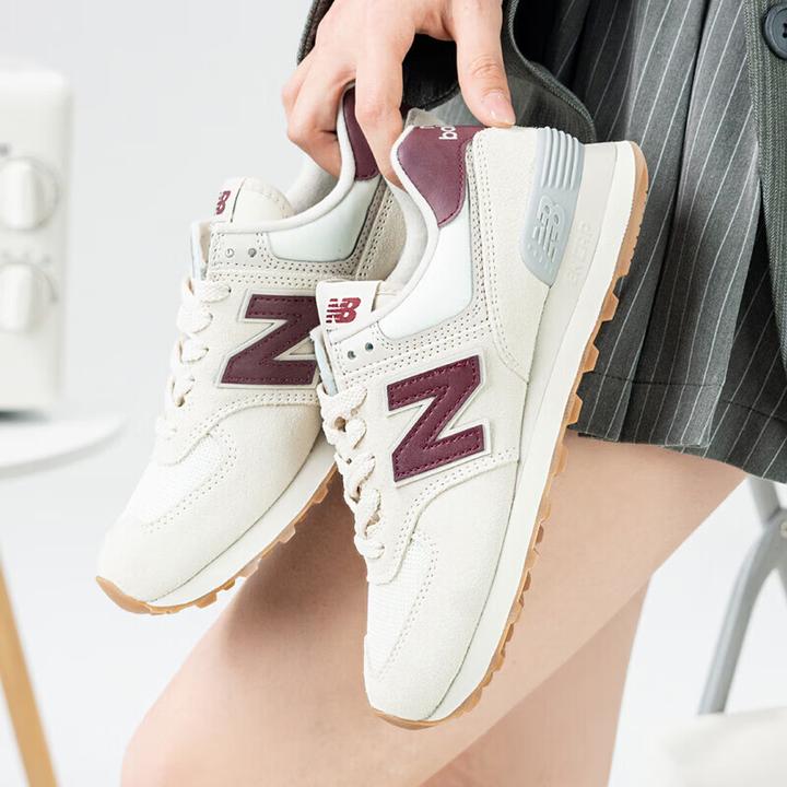 New Balance NB女鞋正品秋冬复古酒红色透气网面轻便小个子运动鞋