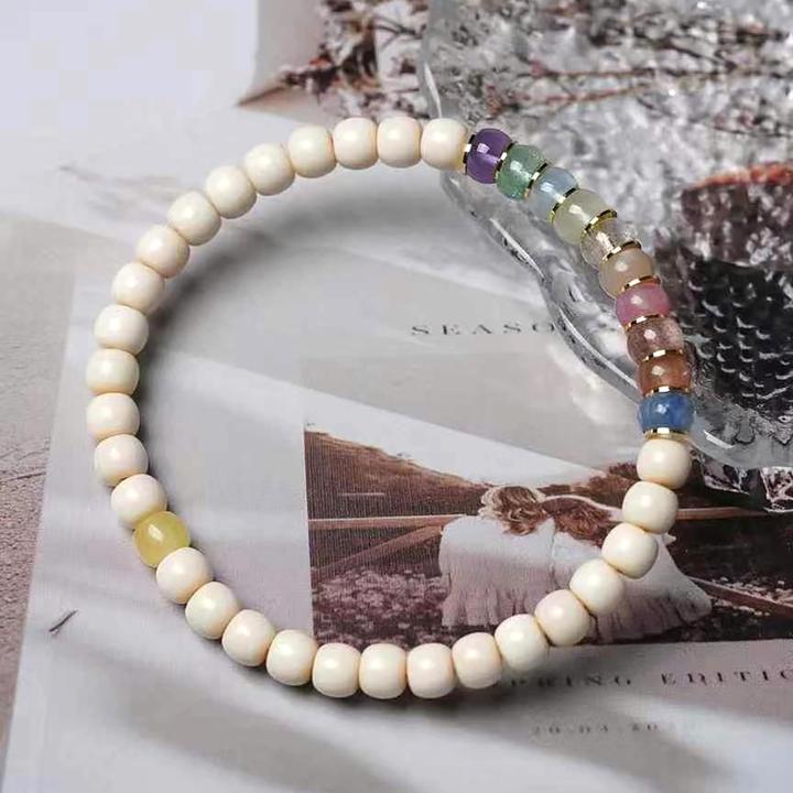 非金属木质手链 猛犸极限弧归圆彩虹色水晶镀金隔片无优满纹圆润