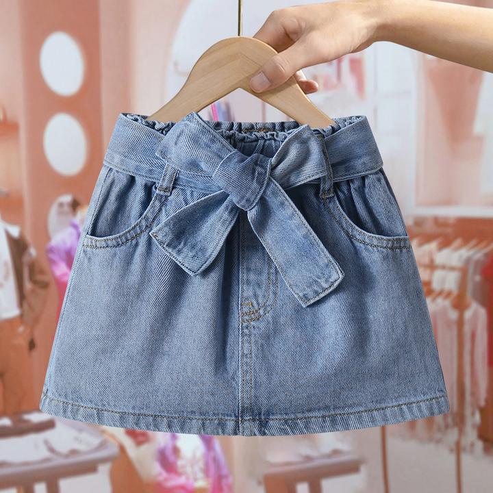 女童夏装牛仔半身裙2025新款儿童夏季韩版短裙女孩薄款蝴蝶裙裤子