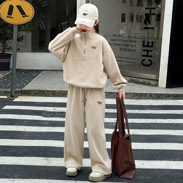 女童春装套装2025新款儿童洋气时髦卫衣女孩大童春秋季运动两件套