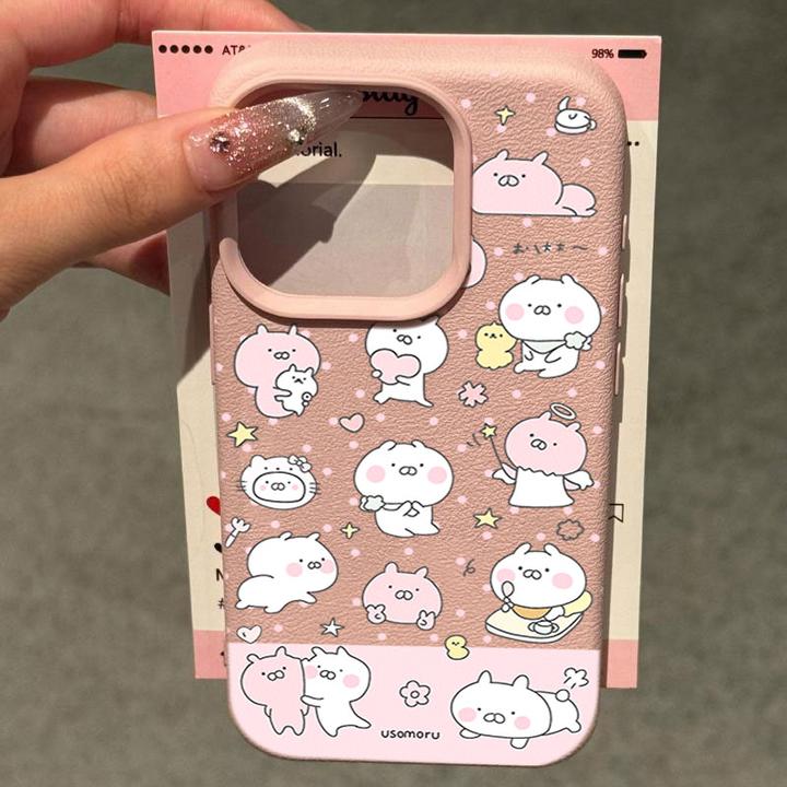 可爱兔丸子适用苹果16p/15手机壳iPhone14promax13荔枝纹12防摔11