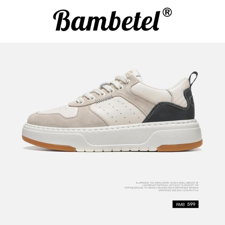 Bambetel春夏复古休闲德训鞋男鞋头层牛皮低帮板鞋运动男鞋
