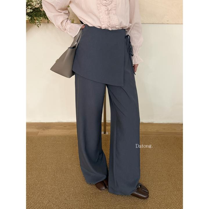 【Datong】设计感假两件百搭屁帘裙直筒裤西装裤