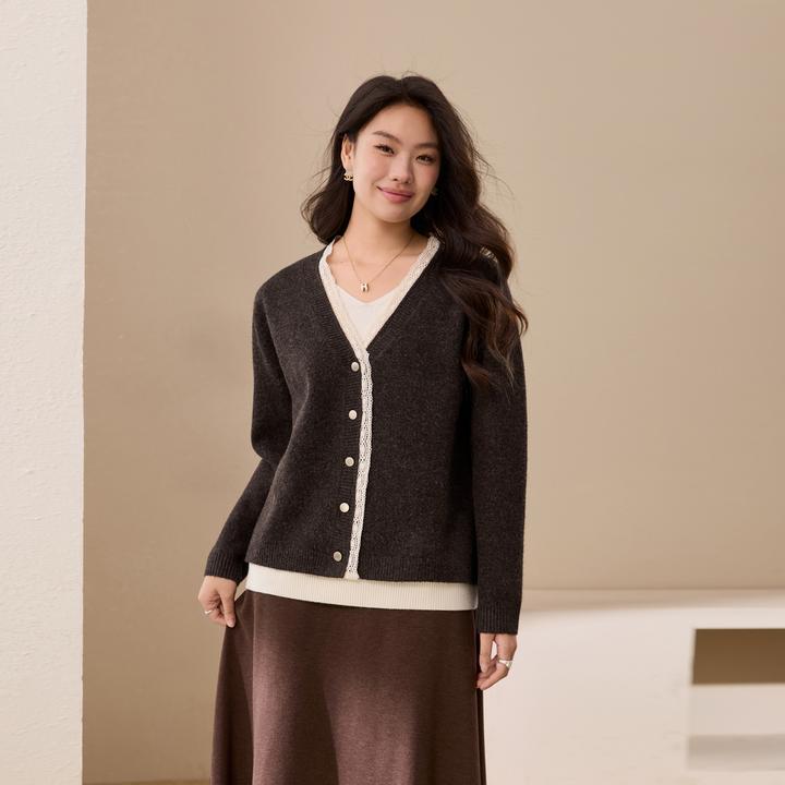 【优雅时尚款】纤莉秀W大码女装法式重工蕾丝刺绣针织衫QK4830