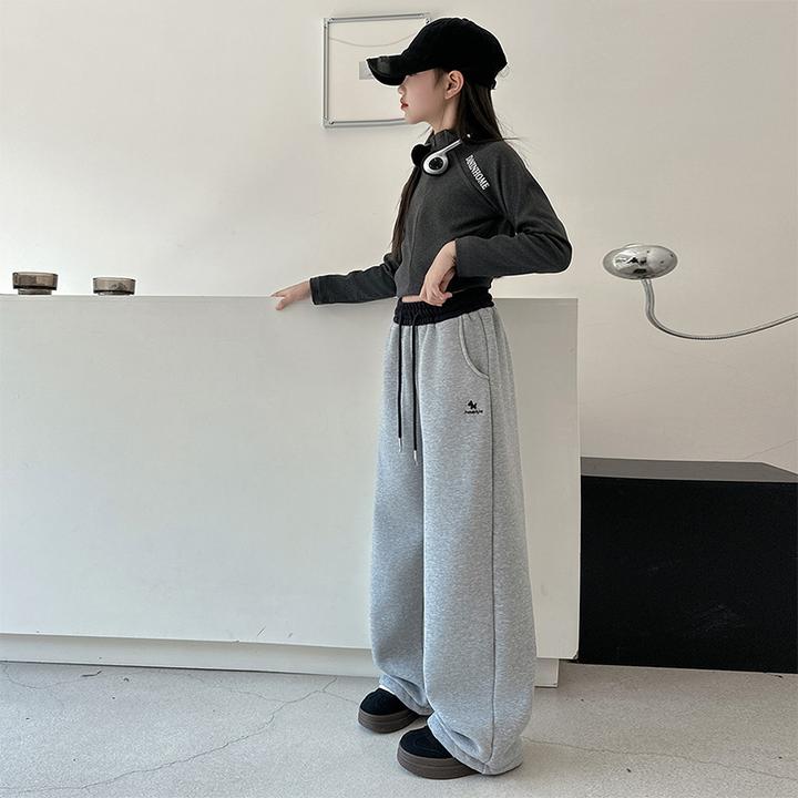 儿童冬装大女童装加绒加厚裤子一体绒秋冬款运动卫裤冬季6-12岁15