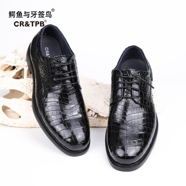 【断码清仓】鳄鱼与牙签鸟鳄鱼真皮百搭商务皮鞋高端鞋子EZ242221A