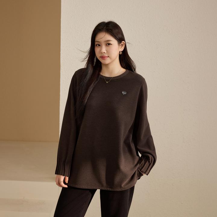 【流光风设计感软糯底抓毛高弹T恤】纤莉秀大码女装T恤QK4638