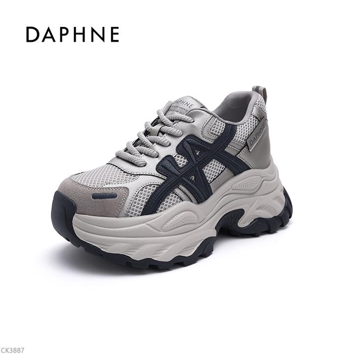 达芙妮厚底增高老爹鞋女2025秋季新款透气网面撞色通勤运动休闲鞋