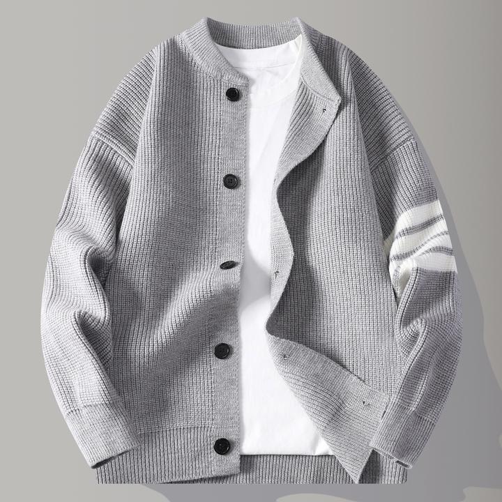 条纹针织开衫男女2025新款韩版宽松显瘦大码tb潮牌同款毛衣外套