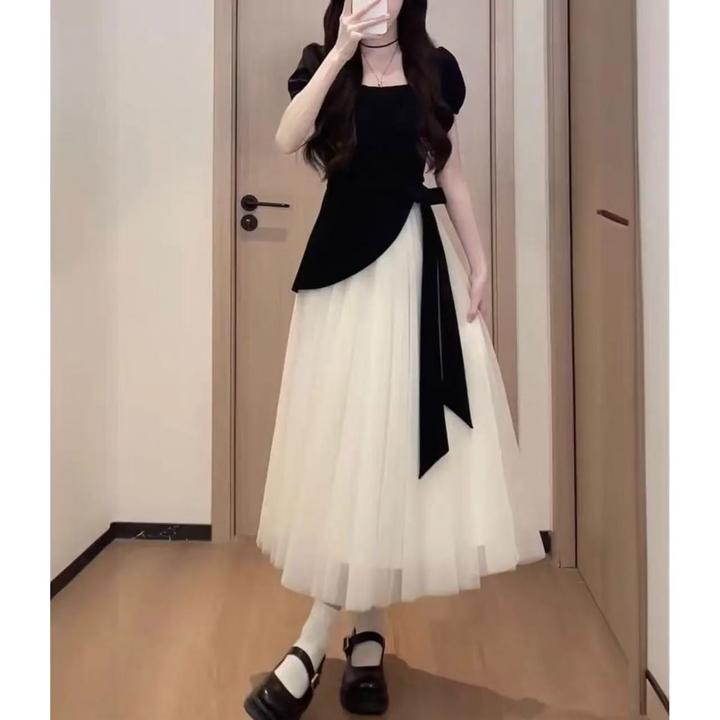 【小个子定制】小个子夏季撞色拼接显瘦气质连衣裙#1250