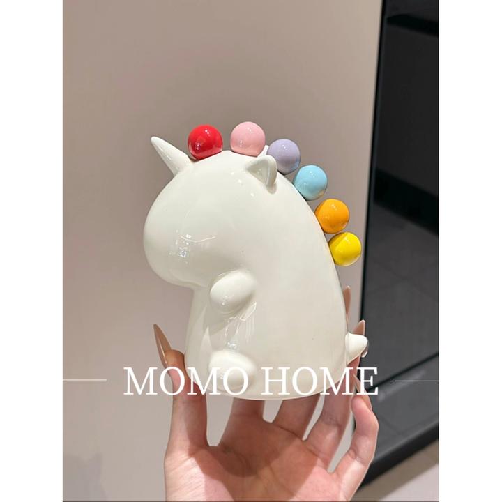 MOMO独角兽水果叉家用不锈钢轻奢高级感收纳罐家饰软装 可爱创意