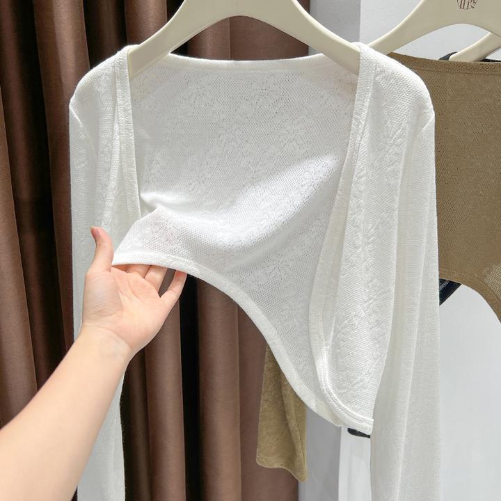 秋季新款配裙子白色长袖开衫女2025爆款设计感短外套软糯薄款外搭