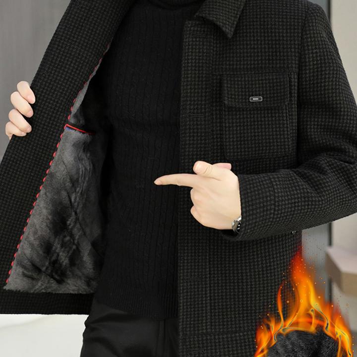 冠欧奥斯 秋冬季新款加绒加厚毛呢夹克男商务休闲呢子大衣外套