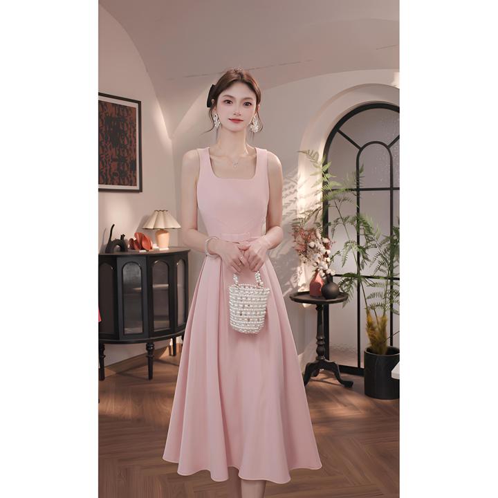 WBR【粉黛倾城】新款百搭显瘦收腰设计感连衣裙-52115K