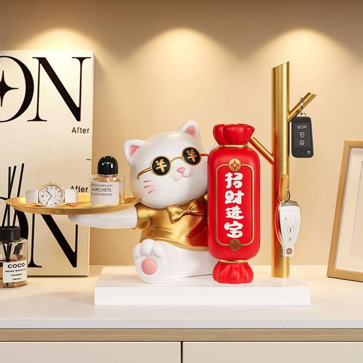 招财猫桌面客厅装饰摆件前台饰品开业家居玄关钥匙收纳乔迁新居