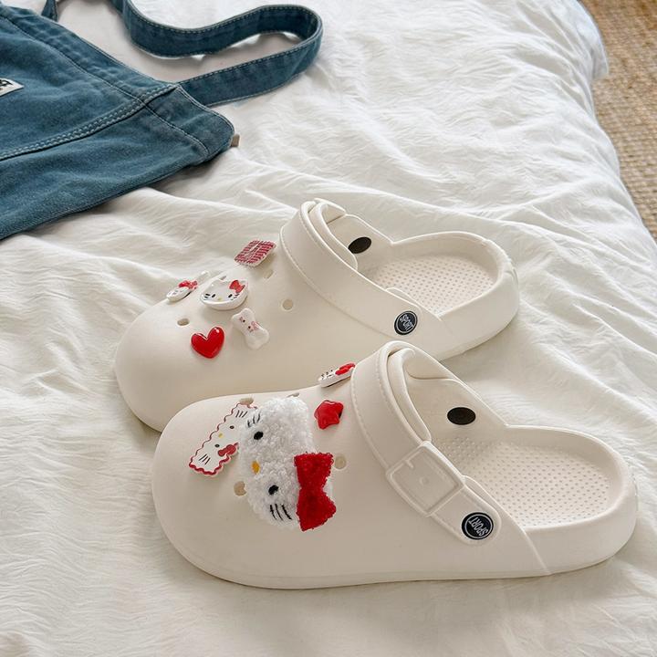 猫力显脚小洞洞鞋女款外穿2025新款eva软底一体式防滑包头凉拖鞋