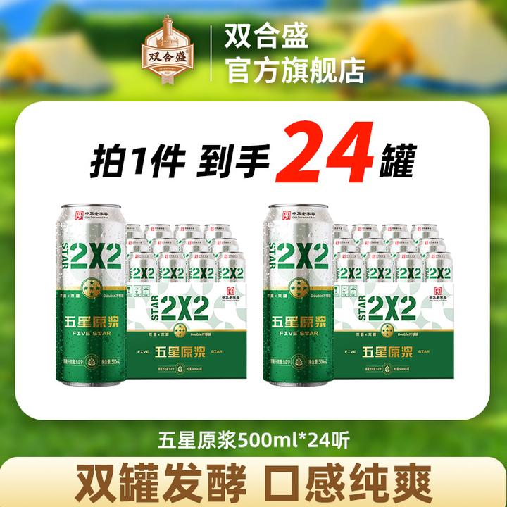 双合盛9°P五星原浆啤酒500ml*24听 中华老字号品牌原浆啤酒