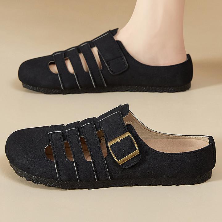 鞋子百搭夏季新款镂空鱼骨包头外穿高级感一脚蹬懒人鞋男士时尚