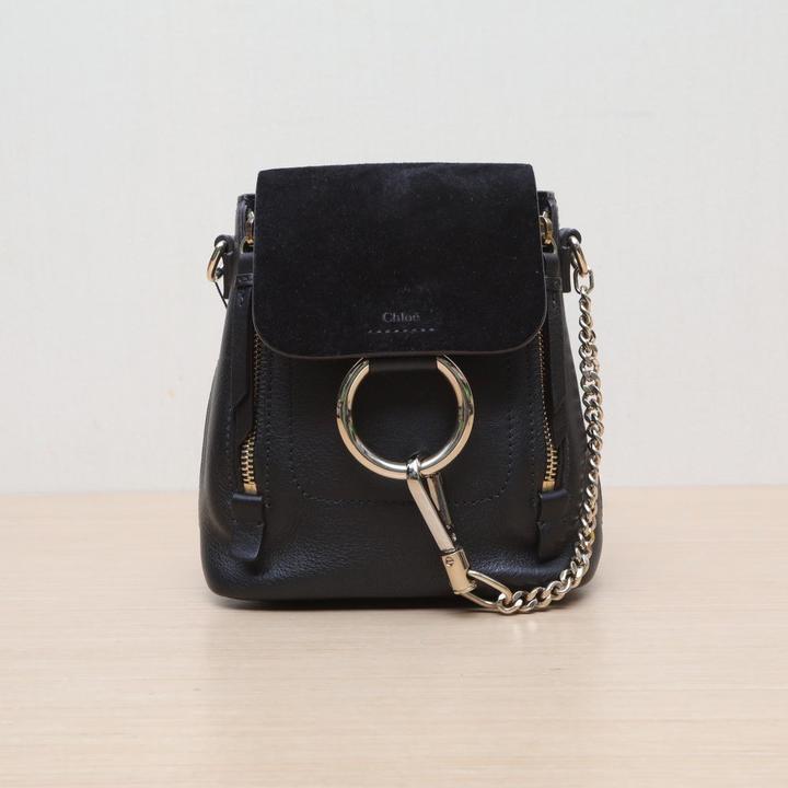 95新 Chloe/蔻依 小花Jerry活动FAYE 双肩包 MINI 黑色