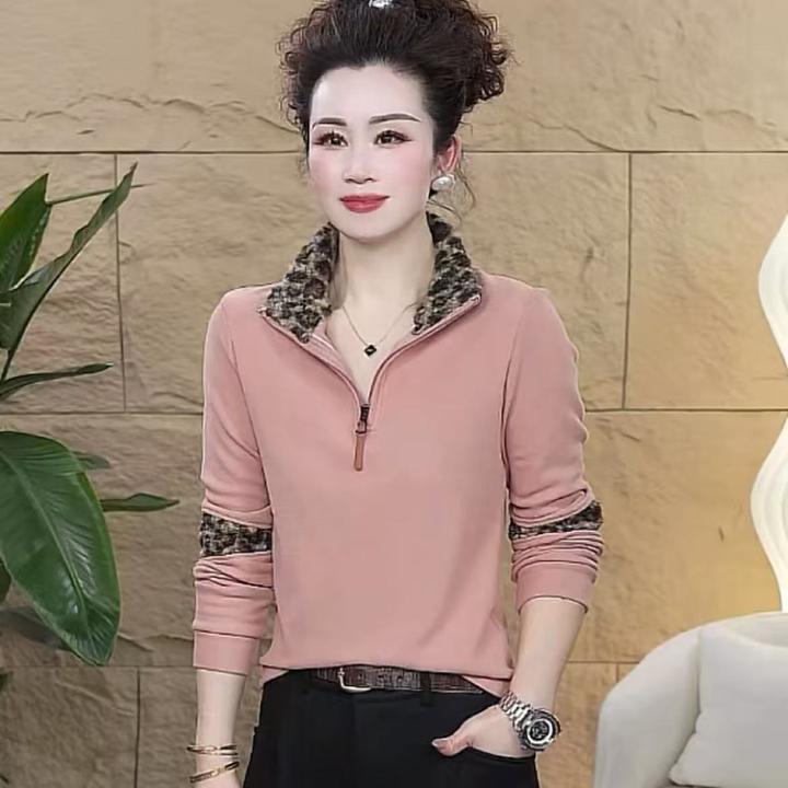 【歌莱图】2025冬季加绒时尚长袖半拉链设计感休闲百搭上衣#5127