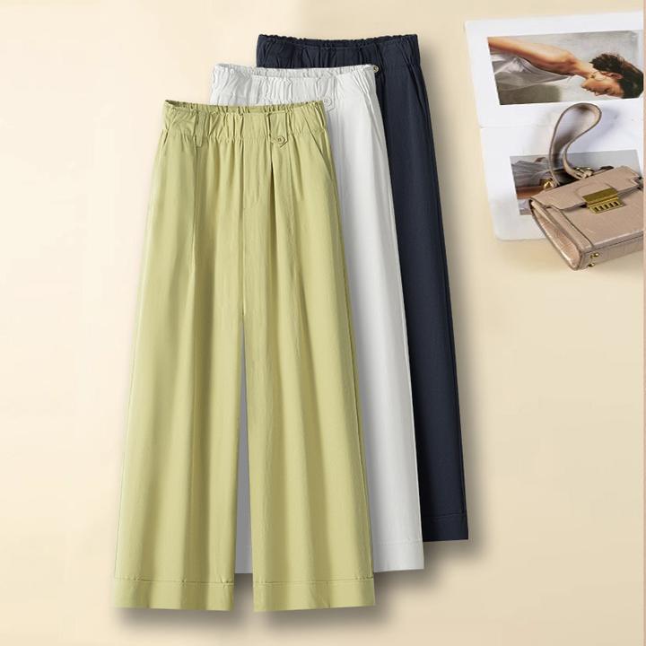 夏季薄款九分阔腿裤女款爆款2025新款宽松显瘦松紧腰花苞直筒裤子