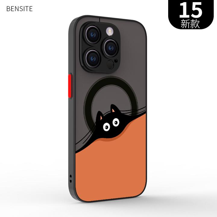 【俯视猫咪】肤感磁吸壳适用苹果16防摔iphone13/4promax全包15卡通