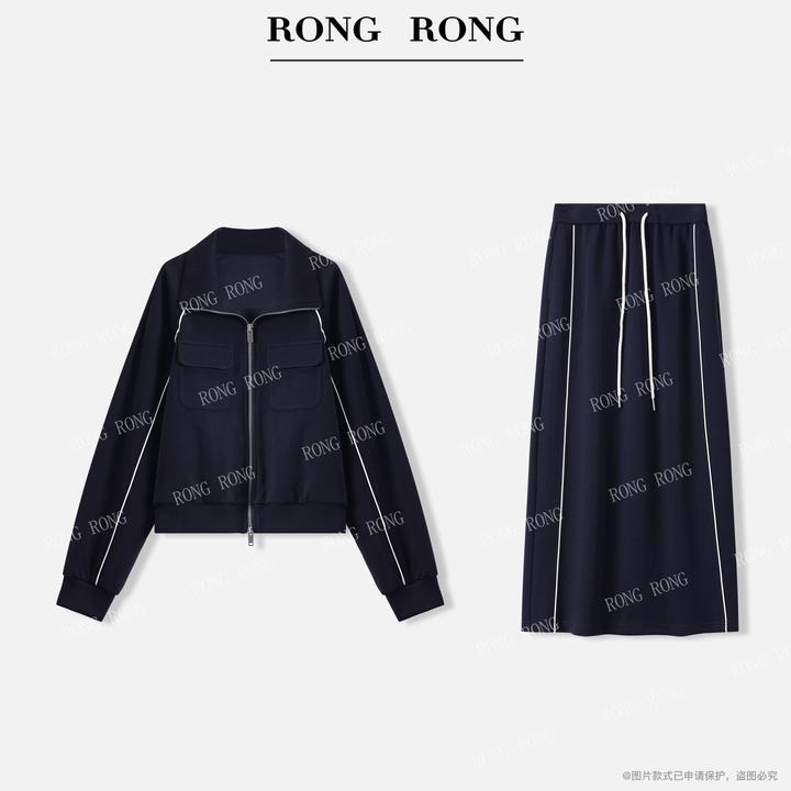 溶溶【墨蓝流光】RONGRONG 莱赛尔双头拉链运动风卫衣ZGQ6W2939-1
