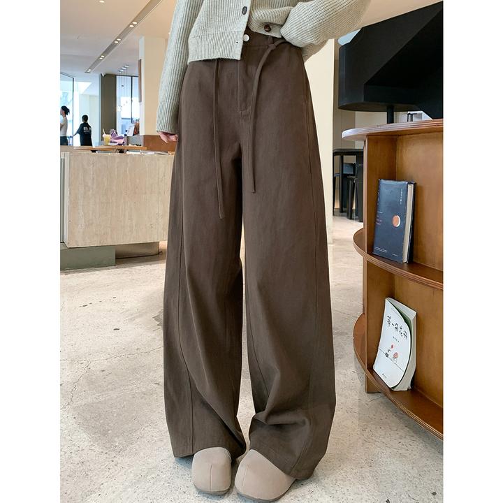 秋季380G美式小弯刀裤女百搭垂感宽松显瘦高腰直筒阔腿裤