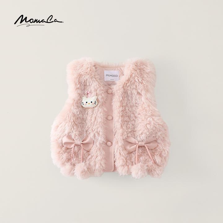 MOMOCO女童秋冬夹棉马甲女宝甜美玩偶猫咪毛毛马甲77830132002