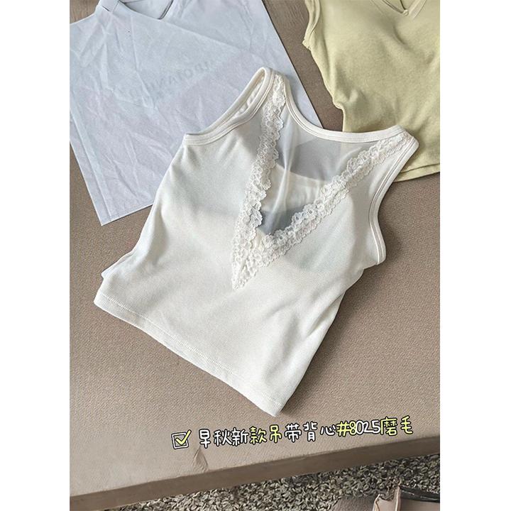 蕾丝后背吊带背心女百搭修身内搭外穿内衣时尚网红纯欲辣妹风背心