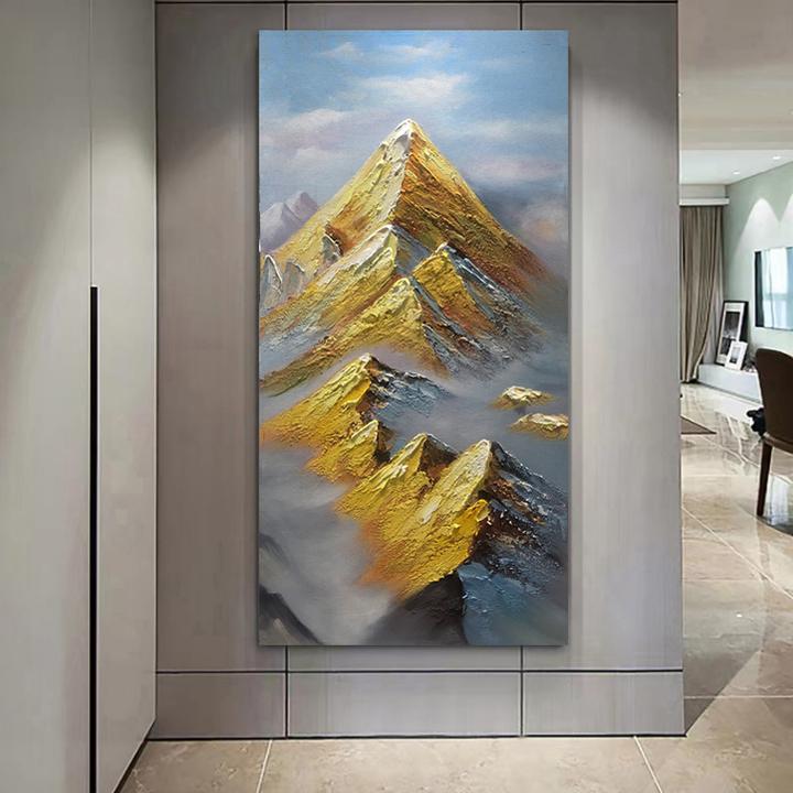 XG 39  《日照金山》手绘画玄关装饰画轻奢背景装裱