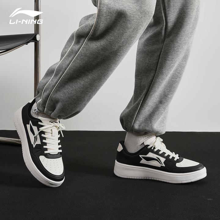 李宁月临板鞋男款2025新品经典黑白熊猫板鞋运动透气百搭休闲鞋