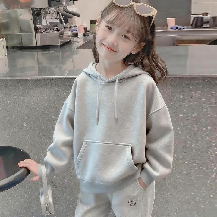韩版女童卫衣2025新款秋冬装洋气中大童女孩加绒加厚连帽休闲上衣